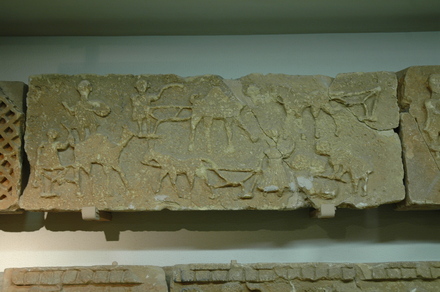 Ghirza, South cemetery, Mausoleum C, relief of farmers