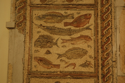 Dar Buc Ammera, Four season mosaic, Fish