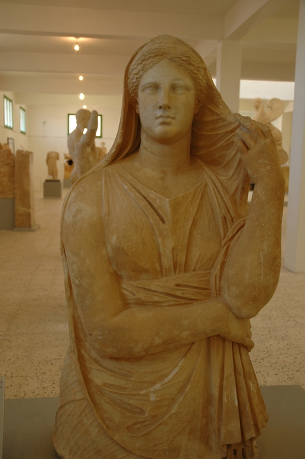 Cyrene, Necropolis, Funerary stele representing Persephone or the deceased lady's soul