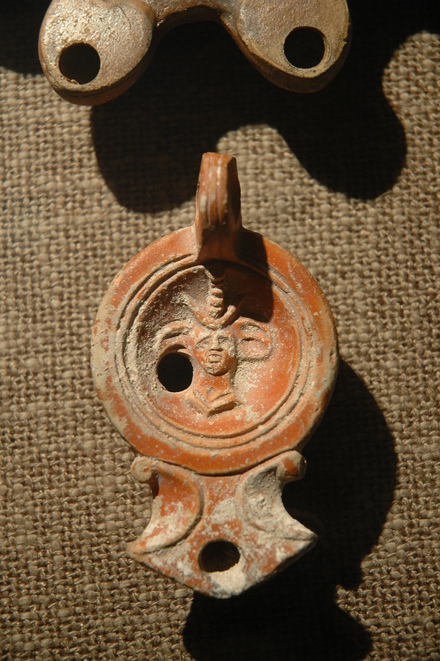Oil lamp with a picture of Africa