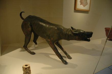Bronze statue of a dog