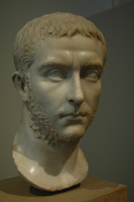 Marble head of emperor Gallienus