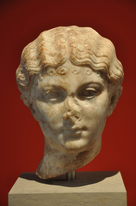 Marble head of Livilla, wife of Nero Claudius Drusus