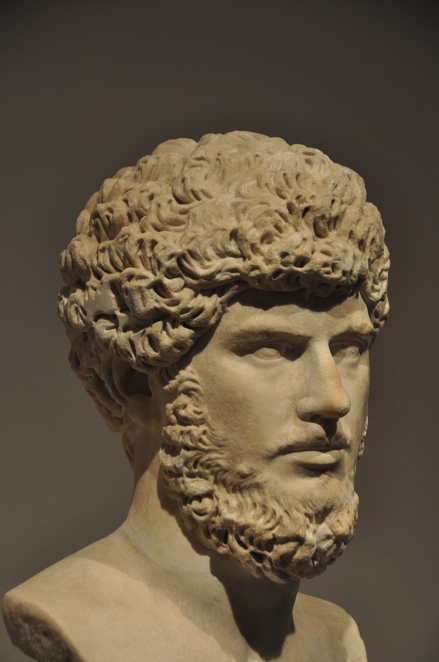 Marble head of Lucius Verus, co-emperor with Marcus Aurelius