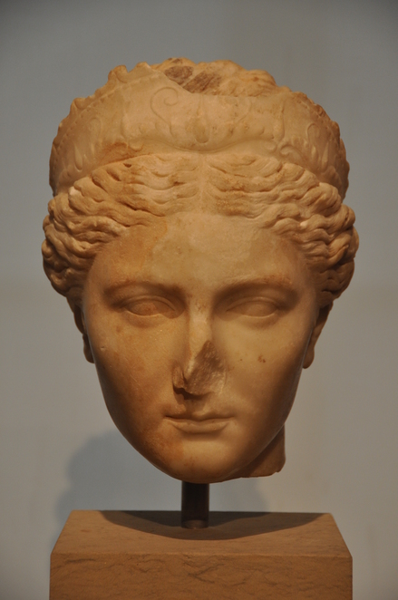 Marble head of empress Vibia Sabina, wife of Hadrian
