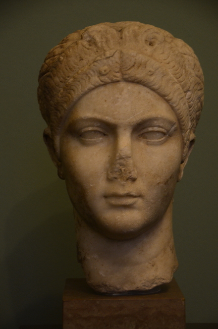 Marble head of empress Vibia Sabina, wife of Hadrian