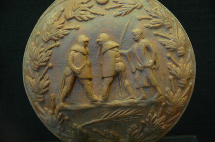 Plate with fighting gladiators