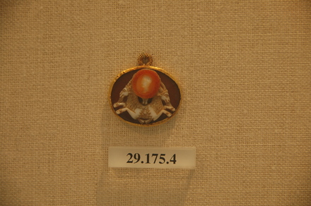 Sardonyx cameo portrait of emperor August in an ancient gold setting