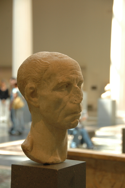 Marble portrait of a man, resembling Julius Caesar