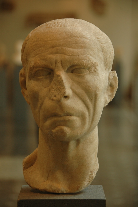 Marble portrait of a man, resembling Julius Caesar