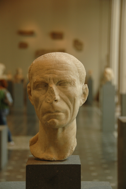 Marble portrait of a man, resembling Julius Caesar