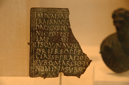 Fragment of a bronze military diploma issued by emperor Trajan