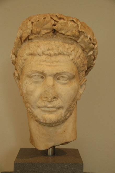 Marble portrait of an emperor wearing the corona civica
