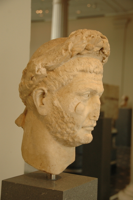 Marble portrait of an emperor wearing the corona civica