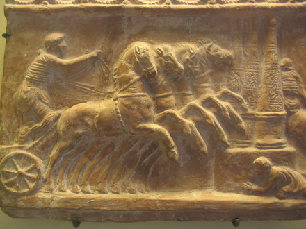 Relief with horse races near the meta