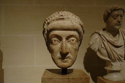 Head of emperor Flavius Theodosius II of Byzantium