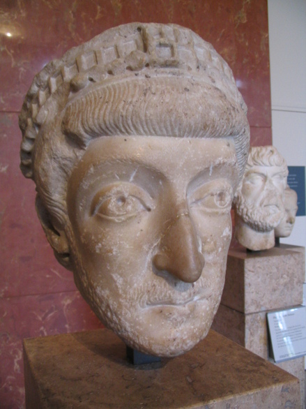 Head of emperor Flavius Theodosius II of Byzantium