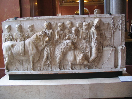 Suovetaurilia, sacrifice of a boar, a sheep and a cow