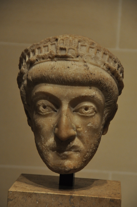 Head of emperor Flavius Theodosius II of Byzantium
