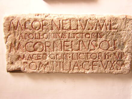 Rome, Inscription mentioning the names of freedman in the function of lictor