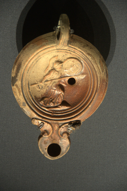 Oil lamp with goddess Athena