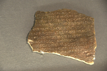 Fragment of a tablet with text of lex acilia and lex agraria