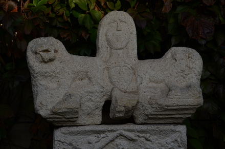 Crowned tombstone of a couple, detail