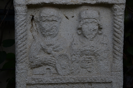 Crowned tombstone of a couple, detail