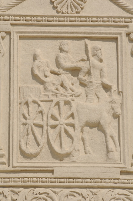 Adamclisi, Trophee of Trajan, Metope with a car (cast)