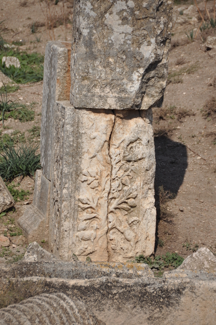 Monastery of St.Simeon, Relief with saint, monk and dove
