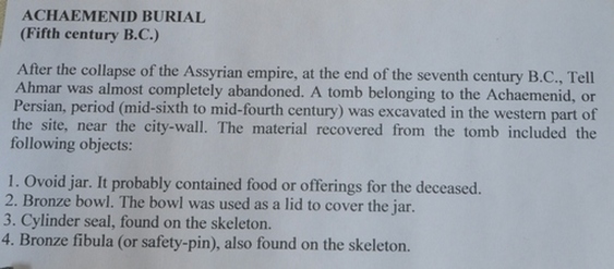 Til Barsip, Bronze bowl from tomb from Aachaemenid period