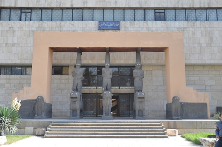 Tell Halaf, The divine triad, one god standing on a lion, one god standing on a bull and a goddess standing on a lion, supporters of the portico of the temple-palace