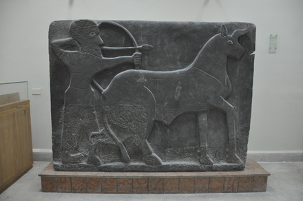 Tell Halaf, West palace entrance, orthostat representing an archer and a deer