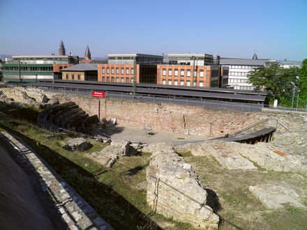 The Roman Theatre, the largest theatre north of the Alps that could accommodate about 10,000 visitors, Mogontiacum (Mainz), Germania