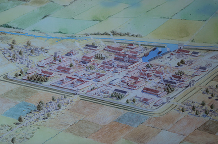 Reconstruction drawing of Aurelium Cananefatium/Forum Hadriani