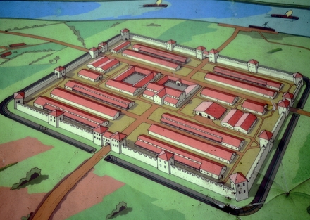 Reconstruction drawing of the castellum of Fectio