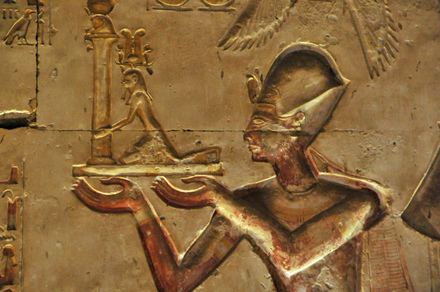 Abydos, Temple of Sety I, Relief with king