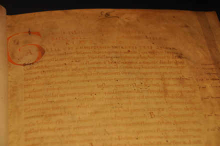 First page of the Naples manuscript of Caesar's De Bello Gallico