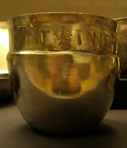 Silver cup with Latin inscription