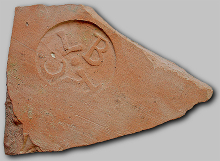 Tile with round stamp  