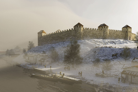 Reconstruction of the Zurich kastell in 4th century