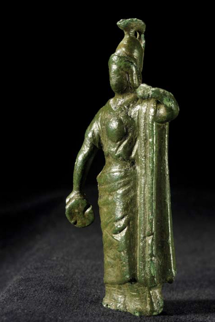 Bronzen beeldje van de godin Minerva