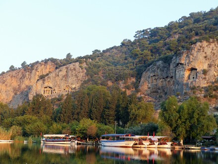 view of the tombs on Dalyan, Caria