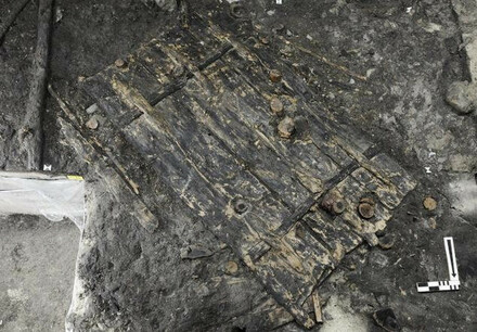 Wooden door found in a village buried on the shores of Lake Zurich