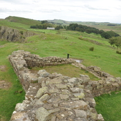 Roman Wall and ruins of turret at Walltown crags