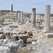 Kourion, Roman agora, Columns and Corinthian capitals upsidedown