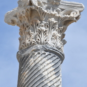 Kourion, Roman agora, Spiral fluted column with Corinthian capital