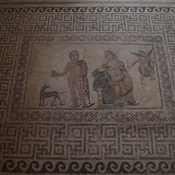 Nea Paphos, House of Dionysus, Room 7 with mosaic of Hippolytus and his dog in a hunting scene