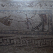 Nea Paphos, House of Dionysus, Room 10 with mosaic presenting gladiator fighting a lion