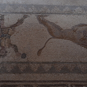 Nea Paphos, House of Dionysus, Room 10 with mosaic presenting lunging man and lion
